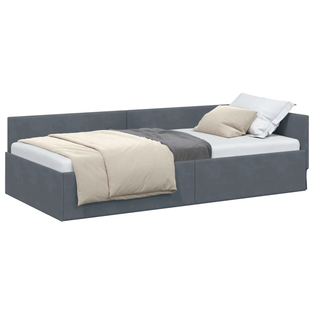 Cornice del letto ad angolo Grigio scuro 90 cm x 200 cm Velluto 42016082