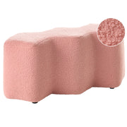 Pouf imbottito in tessuto per camera da letto e soggiorno 86 x 30 forma irregolare bouclè rosa stile scandinavo