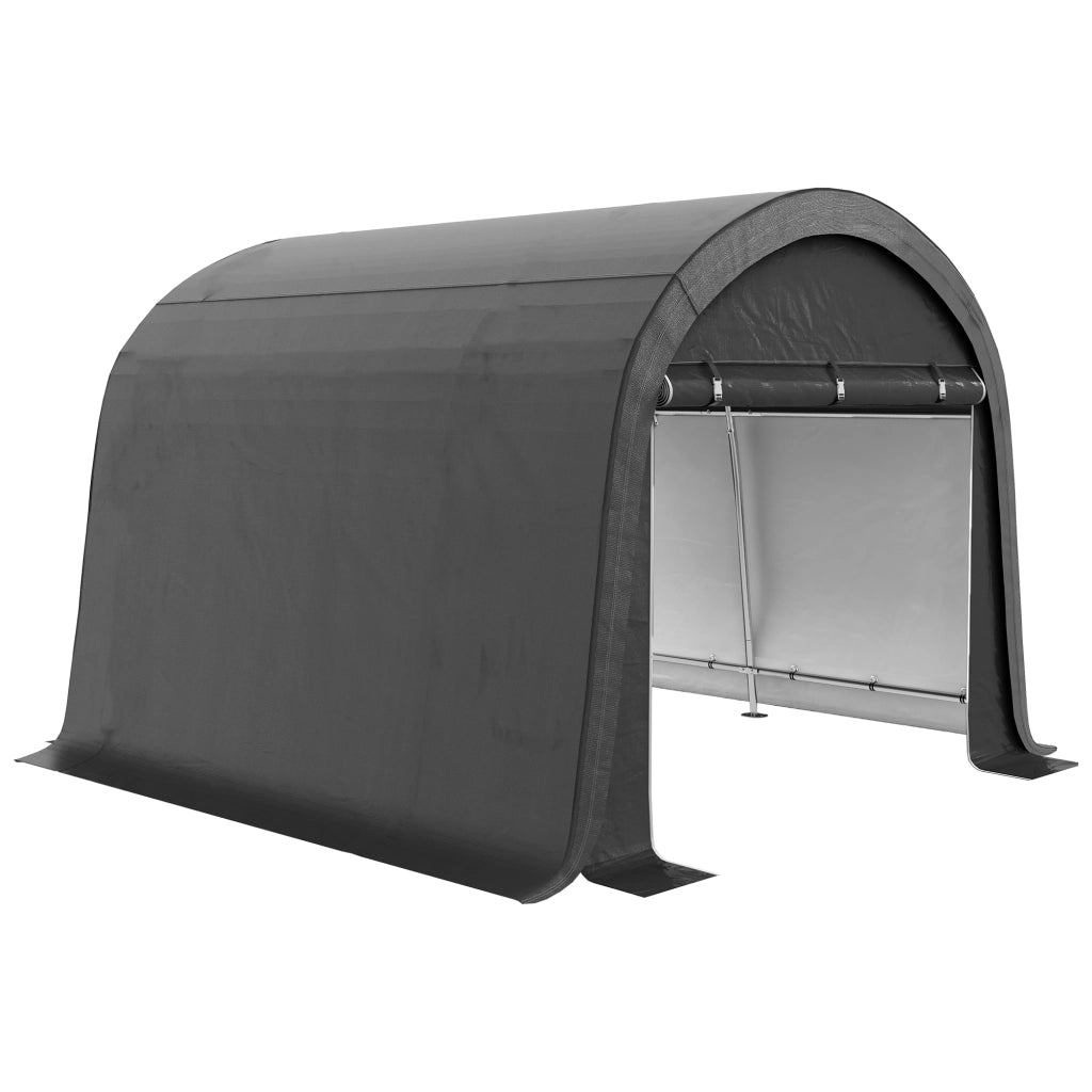 Tendone da Giardino per Moto Bici e Attrezzi 300x300x235 cm con 2 Ingressi a Zip in Acciaio e PE Grigio