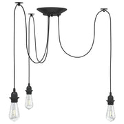 Lampada a sospensione vintage regolabile altezza 150 x 20 cm 3 portalampada design elegante metallo nero sala da pranzo 02_0058020