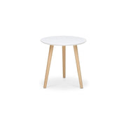 Tavolino tondo bianco 3 piedi legno di pino diam.48xh.45 cm EFFEZ