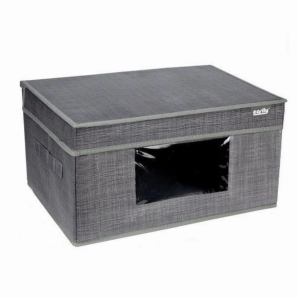 Trade Shop - Box Scatola Salvaspazio Portatutto Contenitore Organizer 30x30x16cm Grigio 69698 -