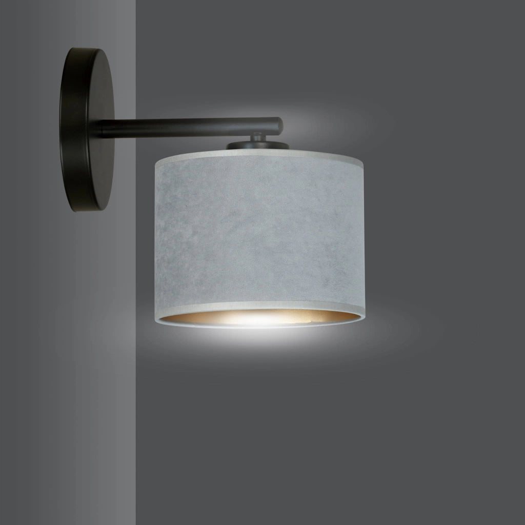 Applique Emibig Hilde K1 grigio ottone E27 1 luce tessuto