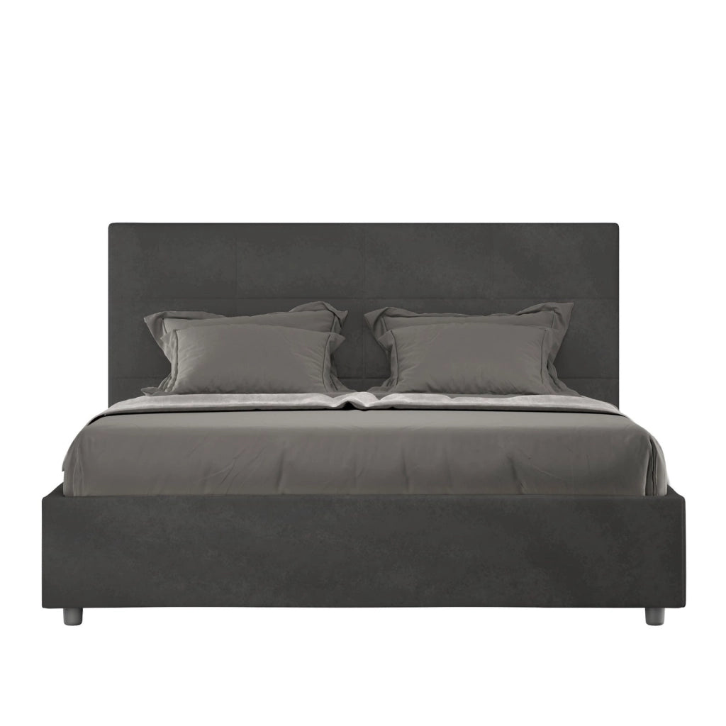ityhome Letto matrimoniale king size con rete imbottito 170x190 microfibra grigio Mika