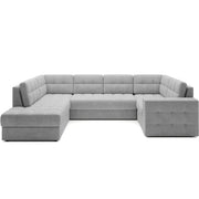 Divano angolare convertibile MONTEZA grigio sinistro 299 cm con contenitore e letto