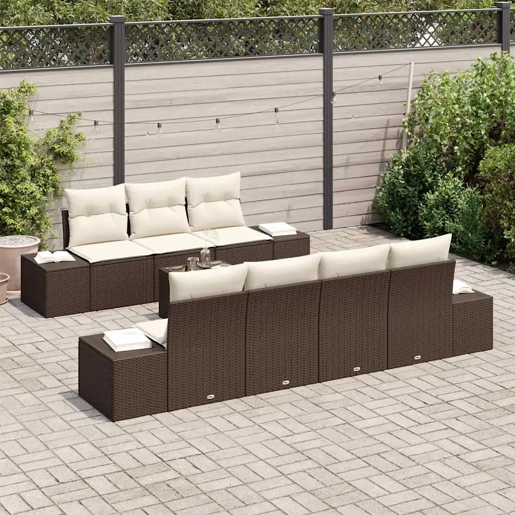 Set Divano da Giardino con cuscino 8 pcs Marrone polyrattan 3346968