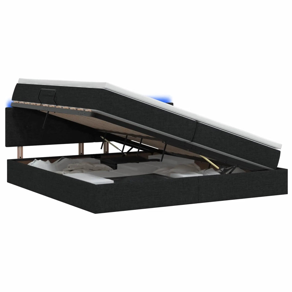 Letto con contenitore LED e materasso Nero 200 x 200 cm Tessuto 3459086