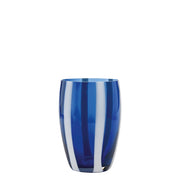 Set 6 Bicchieri Tumbler Gessato Blu in Vetro Soffiato a Bocca Lavorato a Mano Artigianale Elegante e Raffinato per Tavola Moderna e Tradizionale