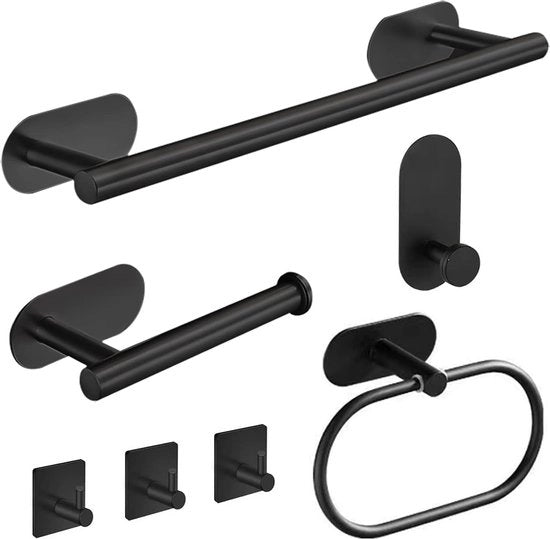 Set accessori da bagno nero da 7 pezzi