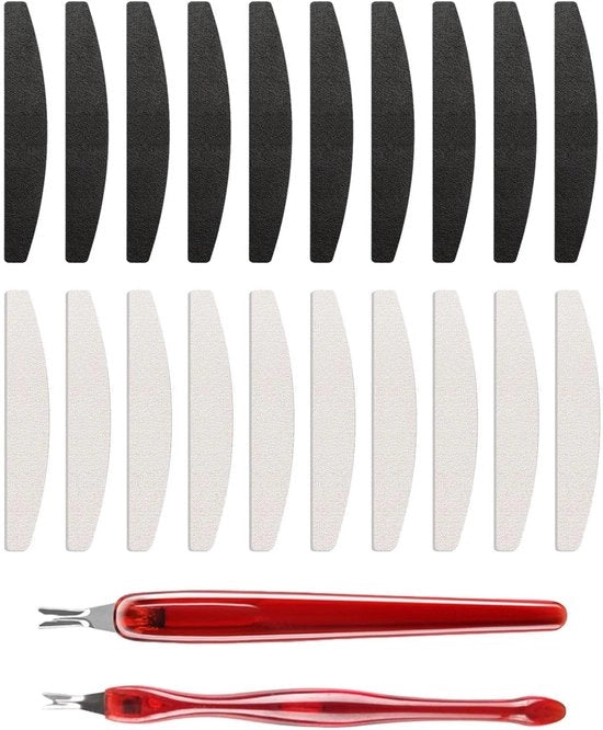 Kit di vijli e poli per unghie professionale 20 pezzi - vijl/doppio blocco di poli 100/180 - vijl a forma di mezzaluna - rimuovi strati morti - lavabile e igienico - set di vijli per unghie