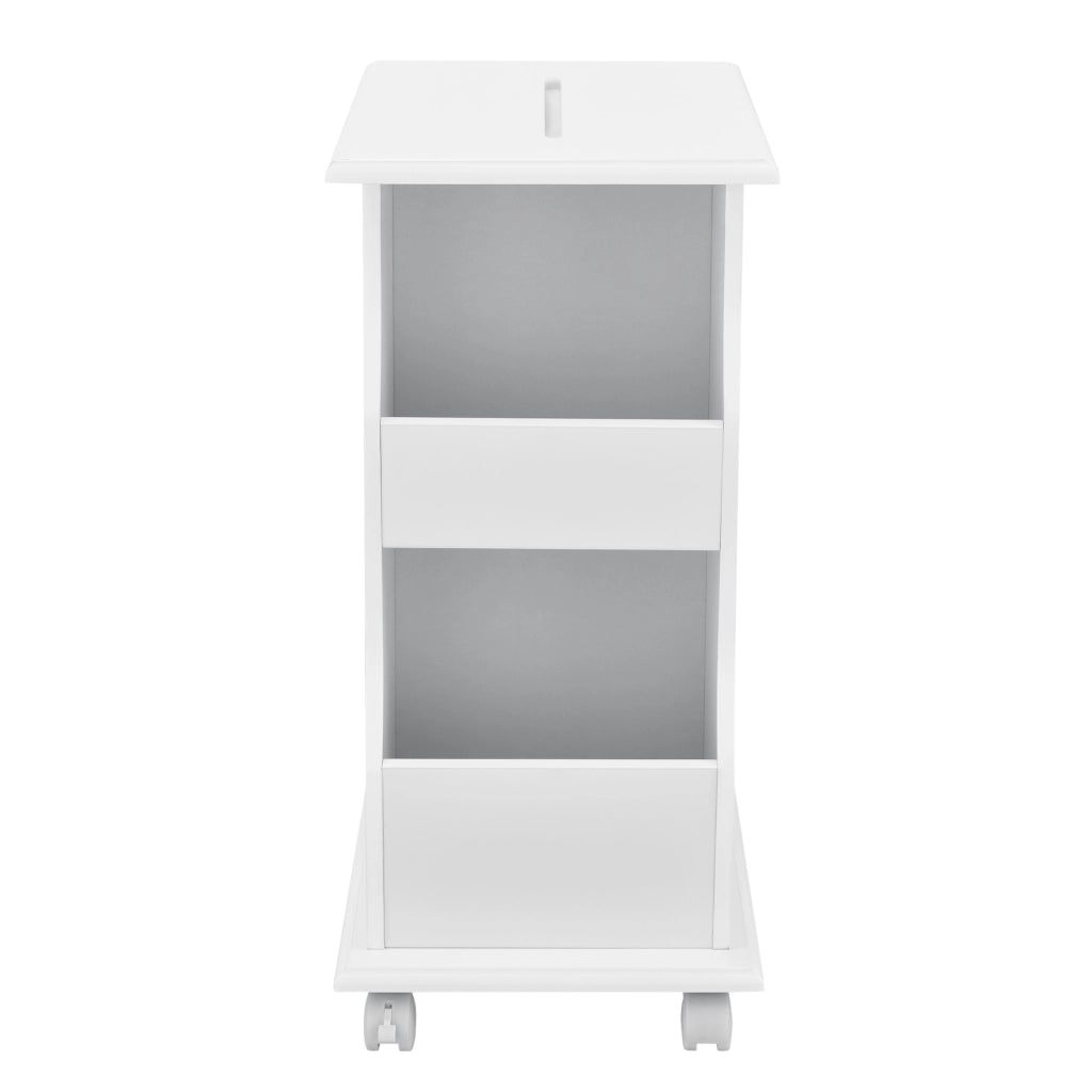 Tavolino Laterale da Divano con Rotelle Ripiani e Porta Riviste 53x30x63 cm Bianco [en.casa]