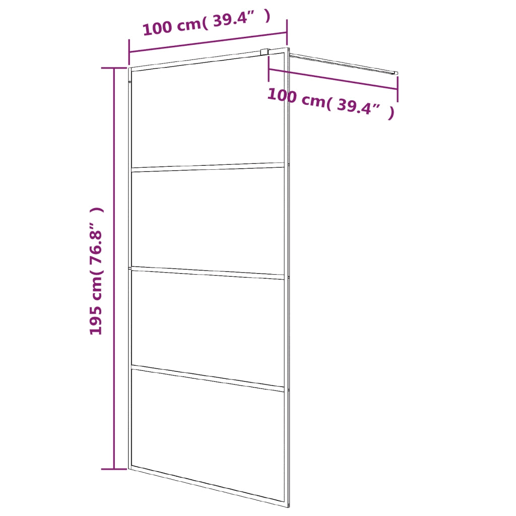 Parete Doccia Walk in Argento 100x195 cm Vetro Trasparente ESG 152137