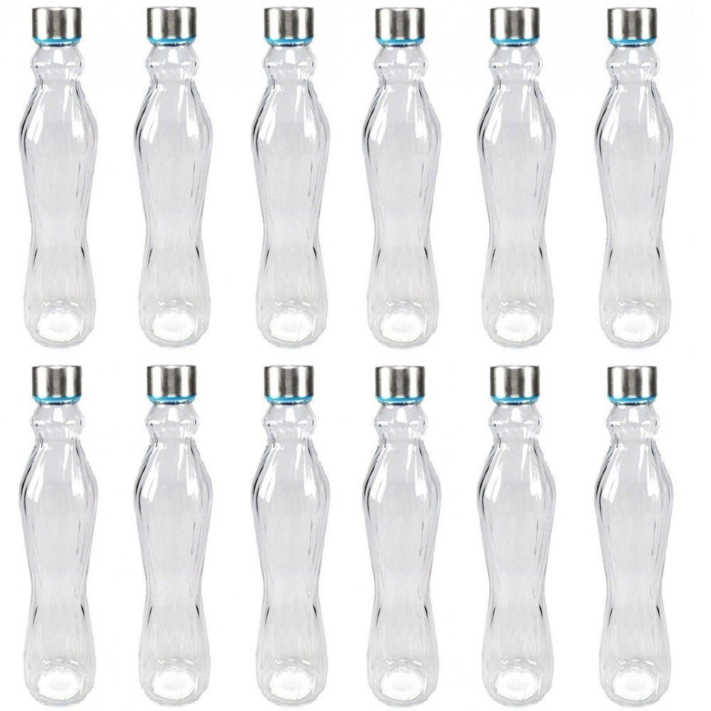 Trade Shop - Set 12 Pezzi Bottiglia In Vetro Con Tappo Acciaio 500ml Acqua Bevande -
