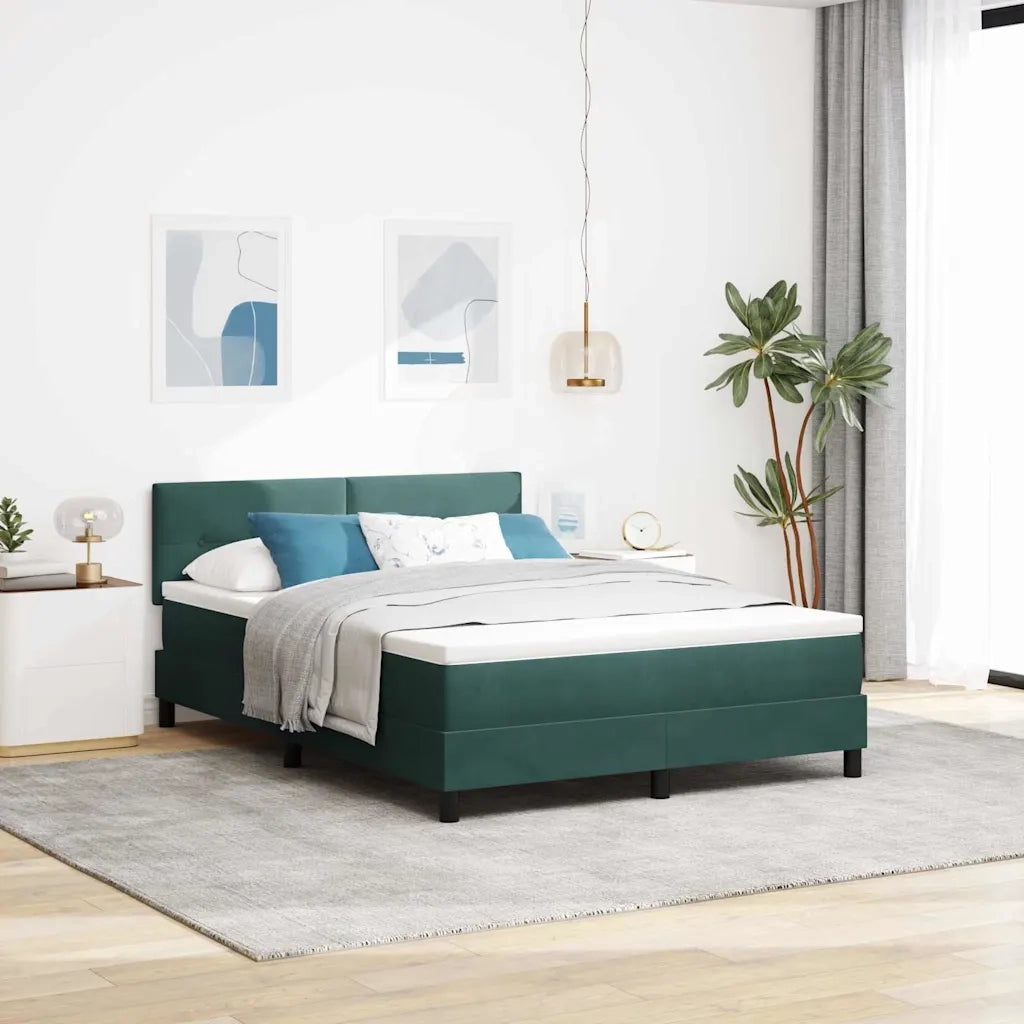 Letto a molle con materasso Verde Scuro 140 x 190 cm Velluto 3339173