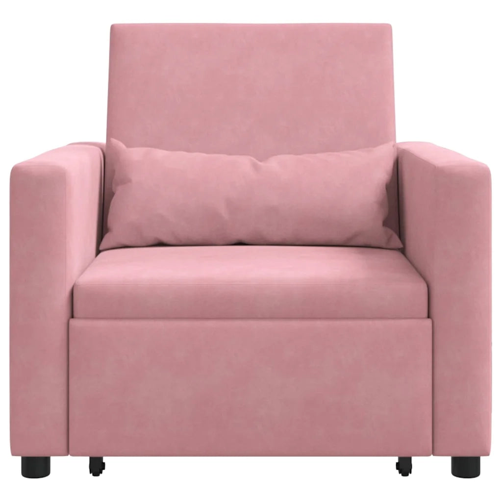 Divano letto | Sof¨¤ letto | Letto singolo estraibile singolo con ruote Rosa chiaro Velluto