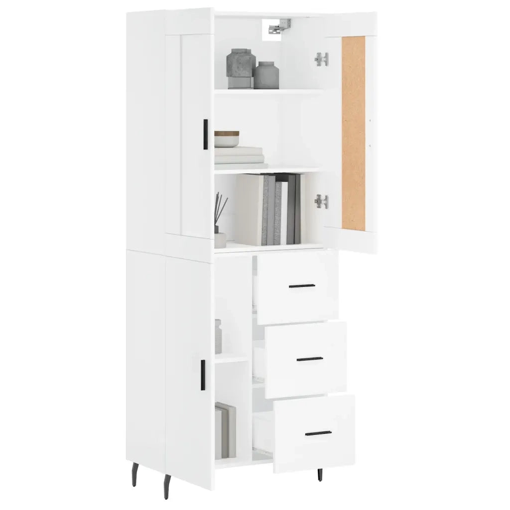 Credenza | Madia | Buffet da pranzo | Armadio da pranzo Bianca 69,5x34x180 cm in Legno Multistrato
