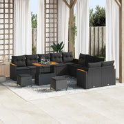 Set Divano da Giardino 13 pcs Nero polyrattan