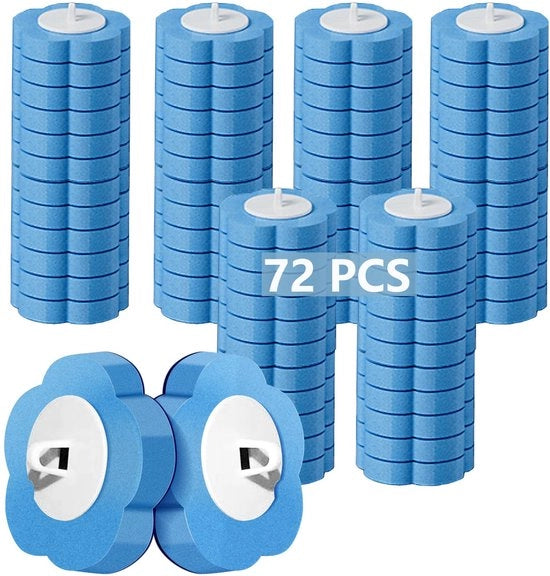 Set di Spugne per Bagno da 72 pezzi con Navetta per Pulizia, Spugne per Bagno con Detergente per la Stanza da Bagno, la Vasca da Bagno e il Lavandino 

 Specifiche tecniche: 
 - 72 pezzi 
 - Colorazione: blu