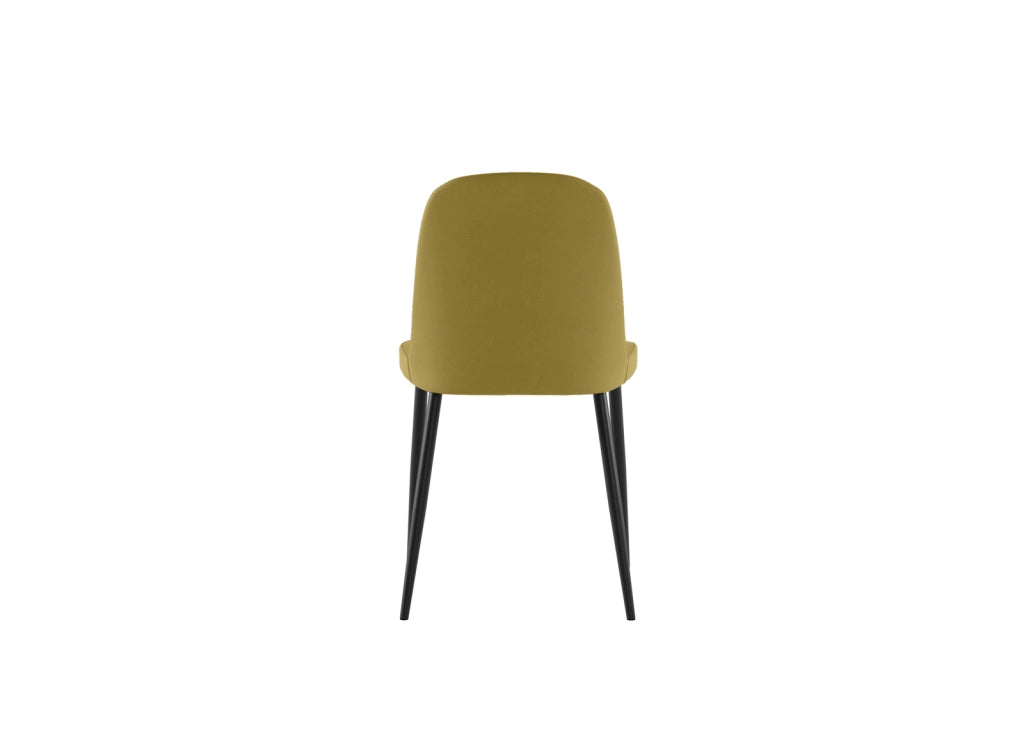 Sedia Tamara da pranzo moderna rivestimento soft-touch senape gambe in metallo nero, design elegante 45x52x85 cm - Seduta Design