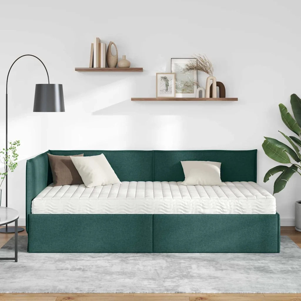Struttura Letto Angolare con Materasso 2 pz-Giroletto con materasso Verde Velluto 508660