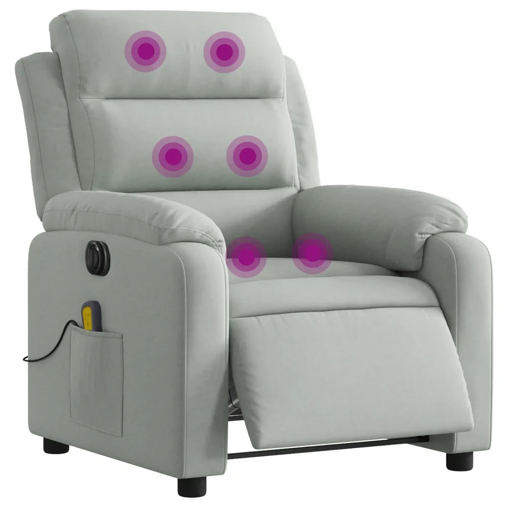 Poltrona Elettrica Massaggi Reclinabile-Divano Sedia Grigio Chiaro Velluto 846898