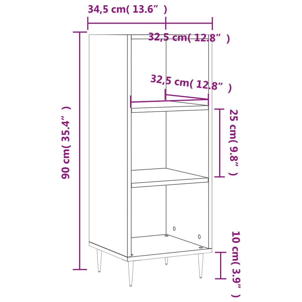 Credenza Bianco Lucido 34,5x32,5x90 cm in Legno Multistrato 828710