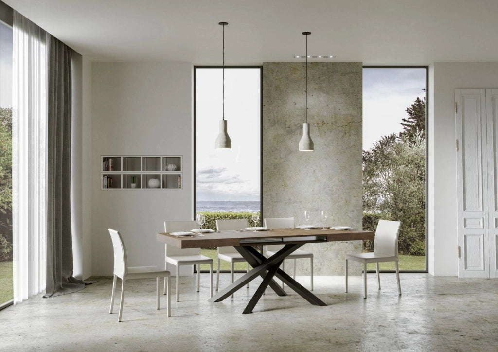 Tavolo allungabile 90x140/244 cm Volta Noce telaio Antracite