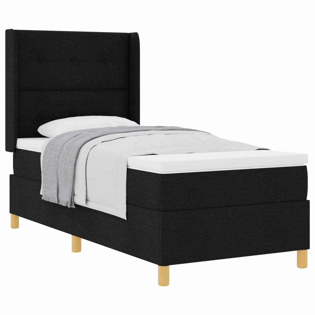 Letto a molle con materasso Nero 90 x 200 cm Tessuto 3341814