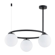 Lampada sospensione Ringo nera 3 sfere vetro E14 Alfa