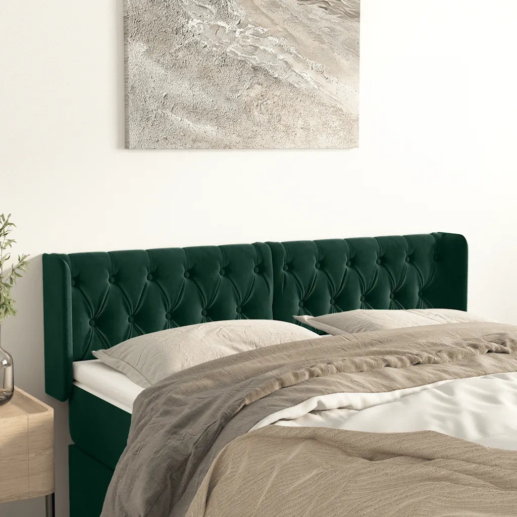 Testiera ad Orecchio Verde Scuro 163x16x78/88 cm in Velluto 3119161