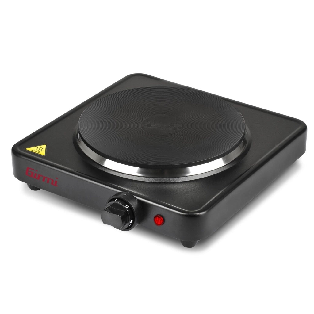 Girmi PE26 Fornello Elettrico Portatile 1 Piastra Ghisa 1500W 5 Livelli Temperatura colore Nero