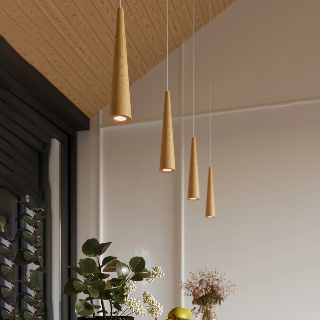 Lampada a sospensione SULA 1 in legno naturale