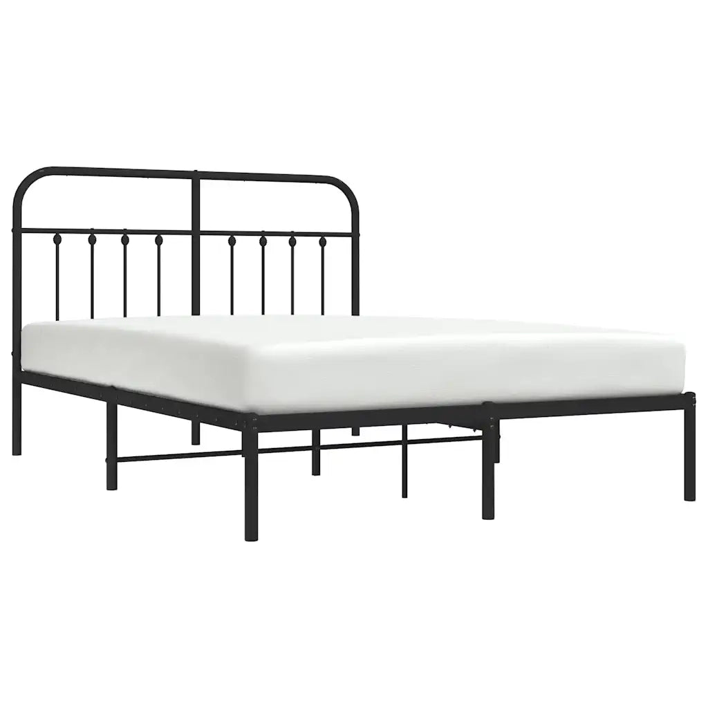 Letto matrimoniale | Letto per adulti | Giroletto con Testiera in Metallo Nero 150x200 cm