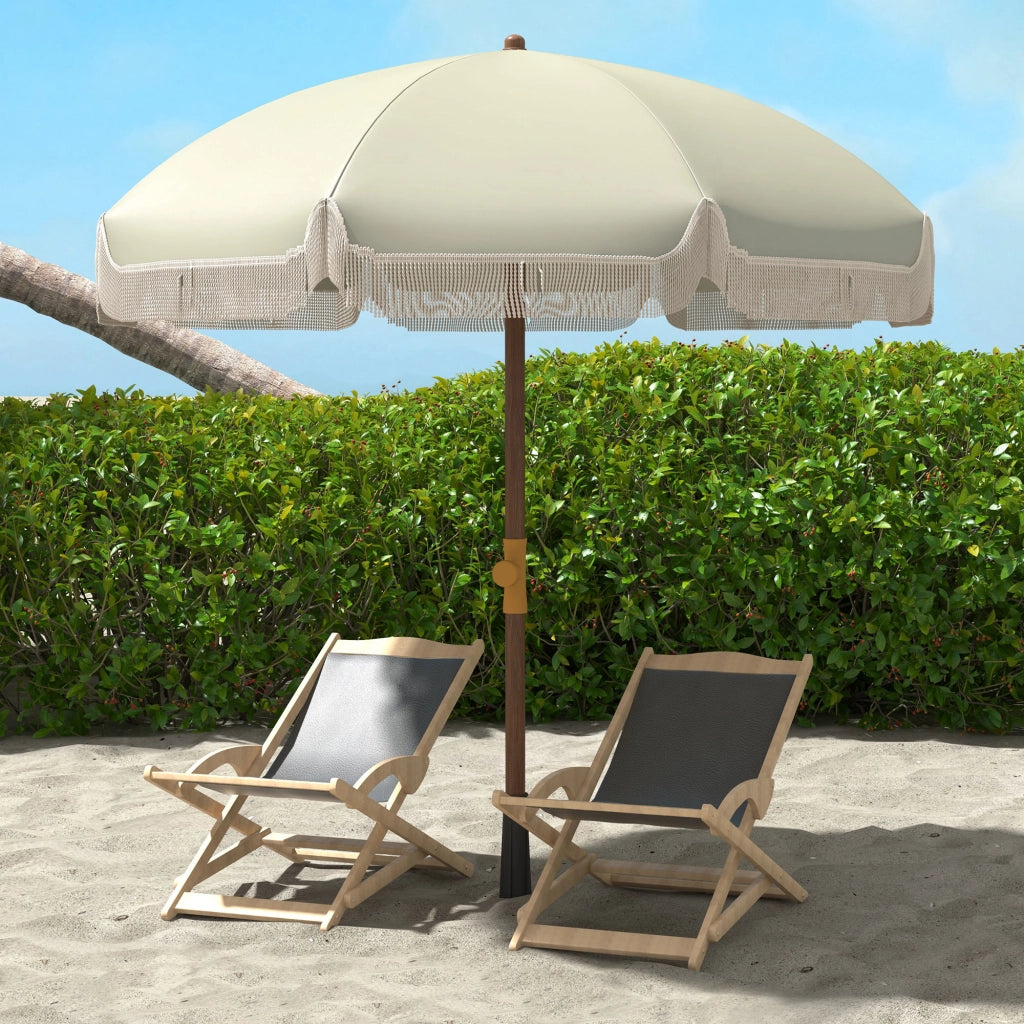 Ombrellone da Giardino con Frange ¨C Minimal ¨C Verde ?190x210 cm
