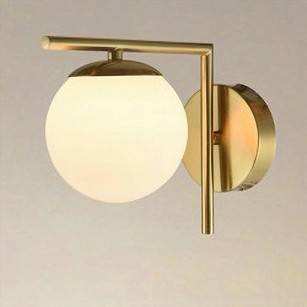 Trade Shop - Applique Parete Attacco G9 Sfera Vetro Metallo Oro Lampada Moderno Minimal 32842 -