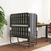 Letto pieghevole con ruote in metallo nero