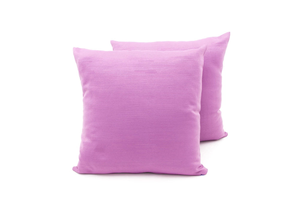 Coppia Cuscini Arredo Imbottiti Tessuto Ottoman In Tinta Unita Colore Glicine 42 - 40x40 - Glicine 42