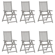 Sedie da Giardino Reclinabili 6 pz con Cuscini Massello Acacia 3065328
