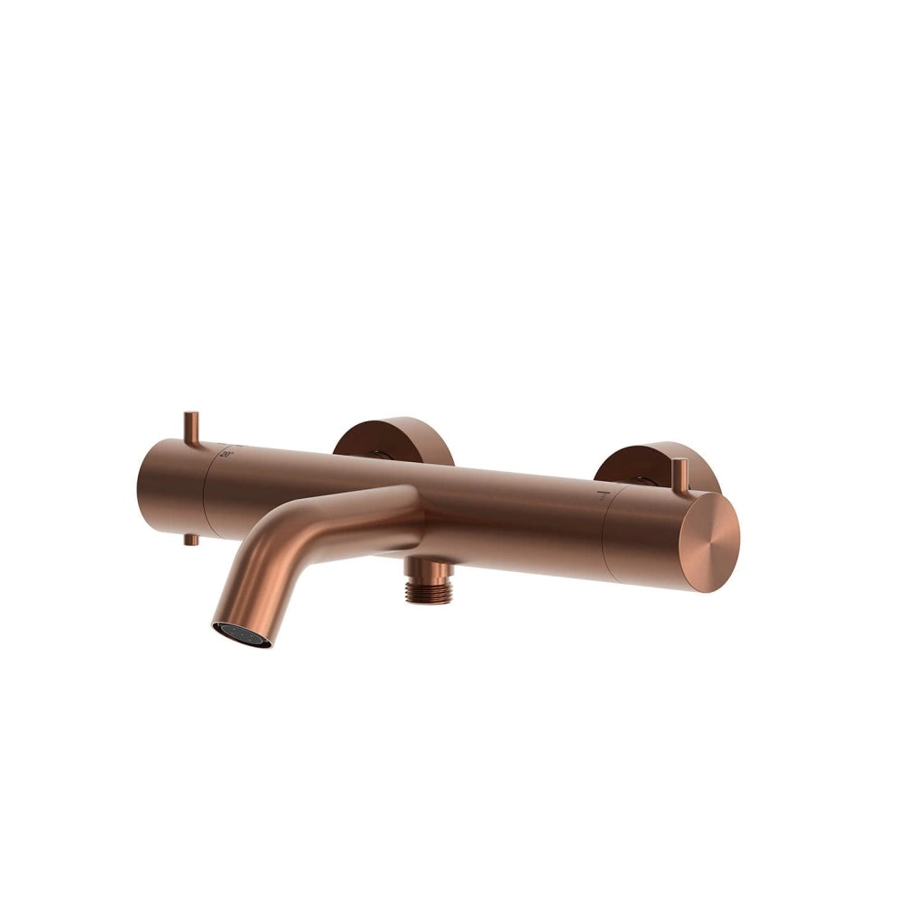 SINED Miscelatore da parete per vasca e doccia in acciaio inox 316L con finitura PVD oro rosa resistente alla corrosione per uso interno ed esterno modello LEVANTE