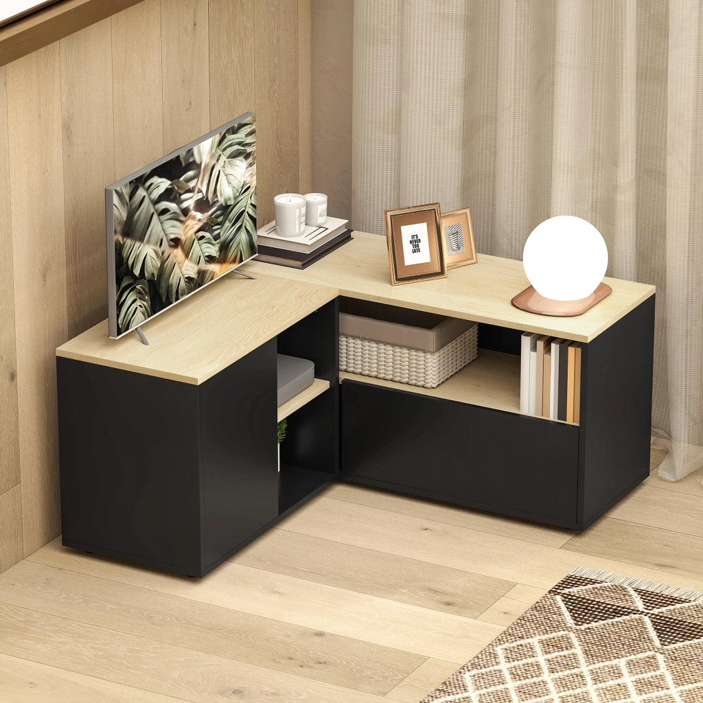 Mobile TV Angolare ¨C Minimal ¨C Quercia e Nero 90x90x45 cm