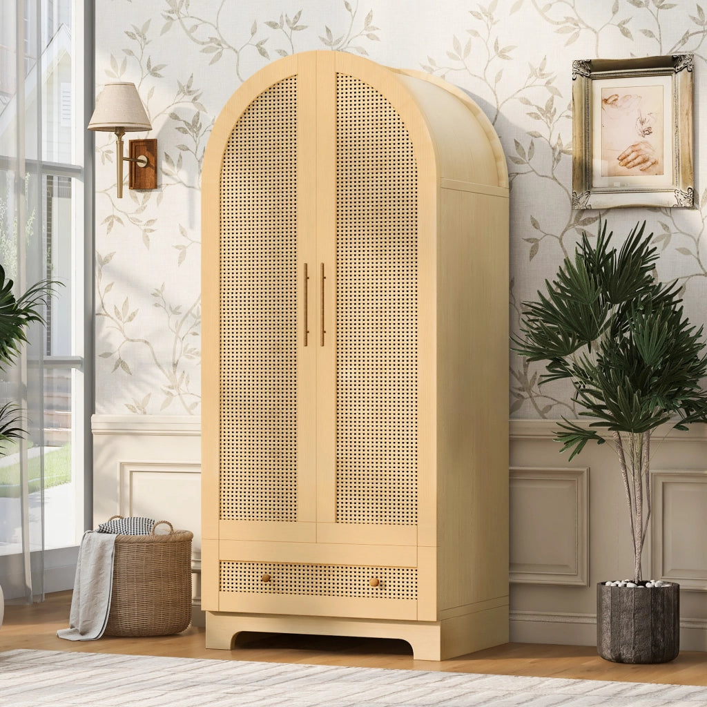 ARMADIO a doppia anta con 2 cassetti 70 x 55 x 170 cm colore legno