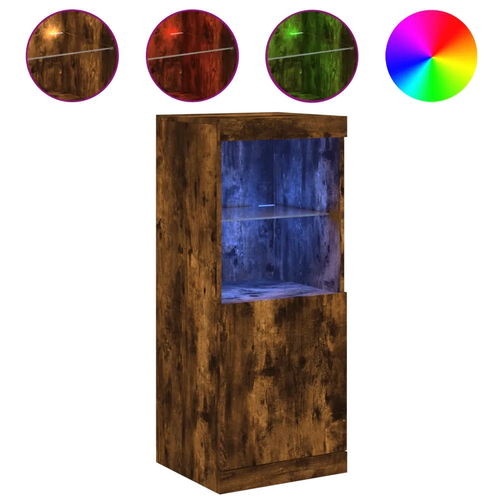 Credenza con Luci LED-Buffet-Armadio da cucina Rovere Fumo 41x37x100 cm 554145