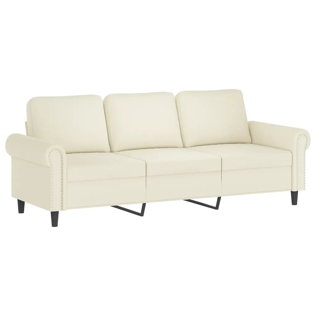 Set di Divani 3 pz con Cuscini Crema in Velluto