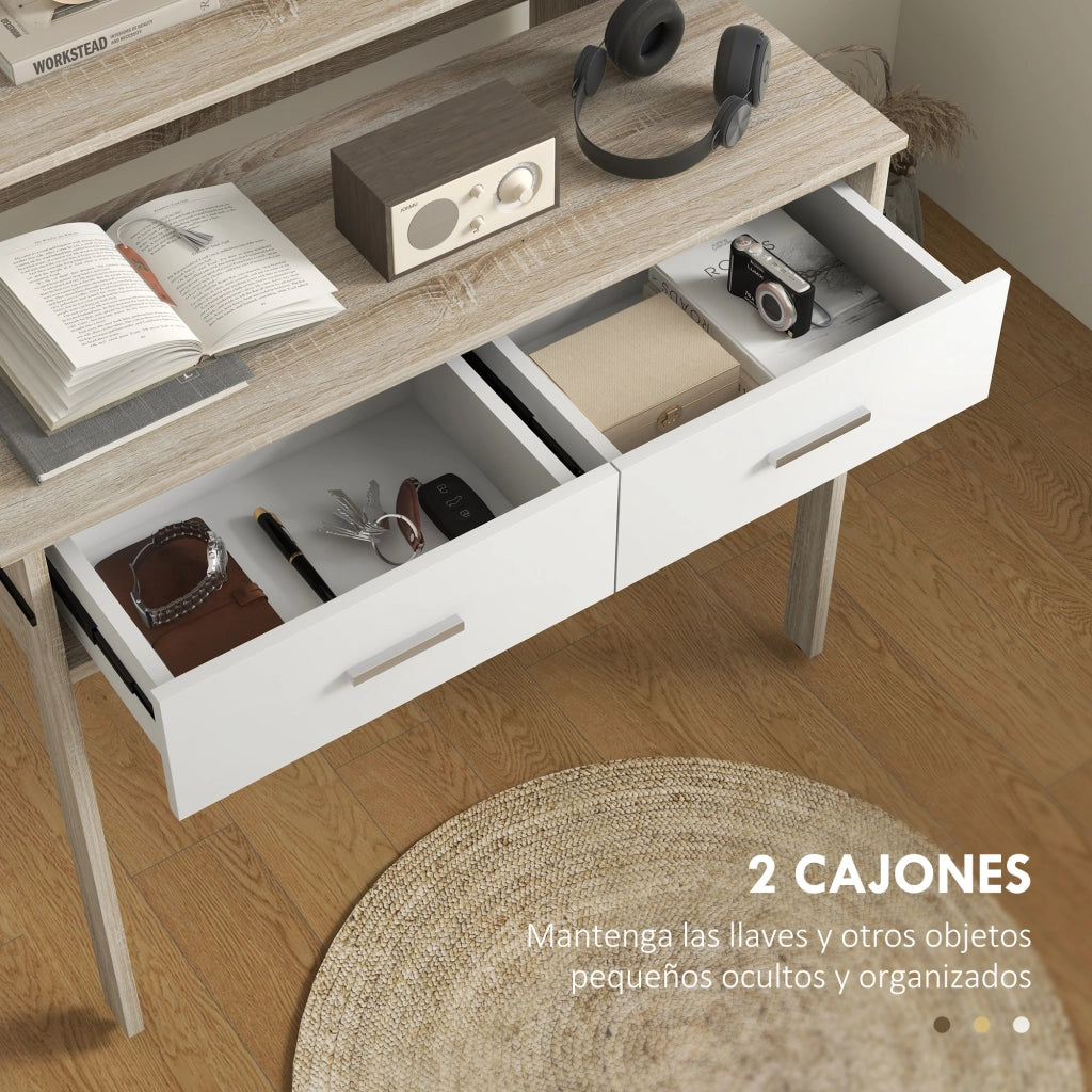 Scrivania Estensibile con Cassetti e Ruote ¨C Minimal ¨C 95x35x87 Roble