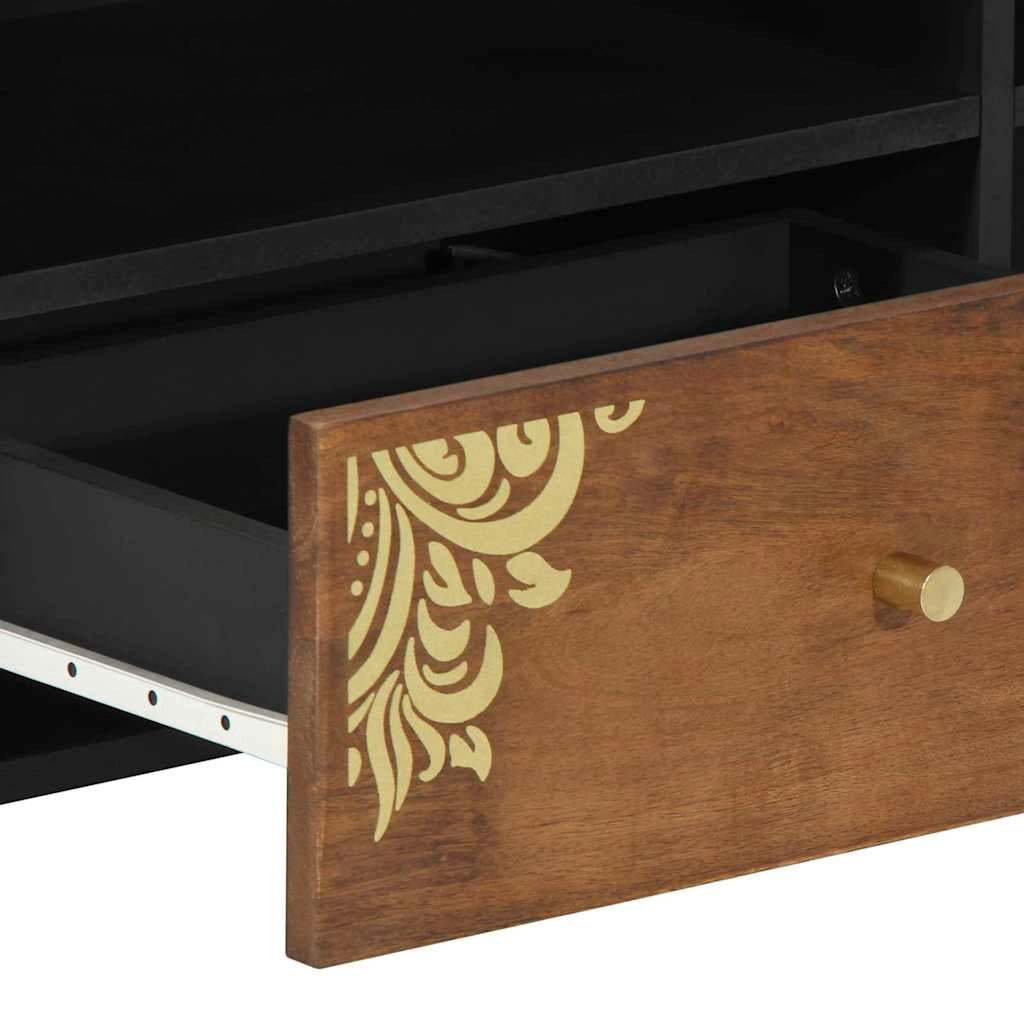 Mobile porta TV rettangolare moderno 80 x 33 x 46 cm design elegante e raffinato in legno massello di mango color miele 02_0057876