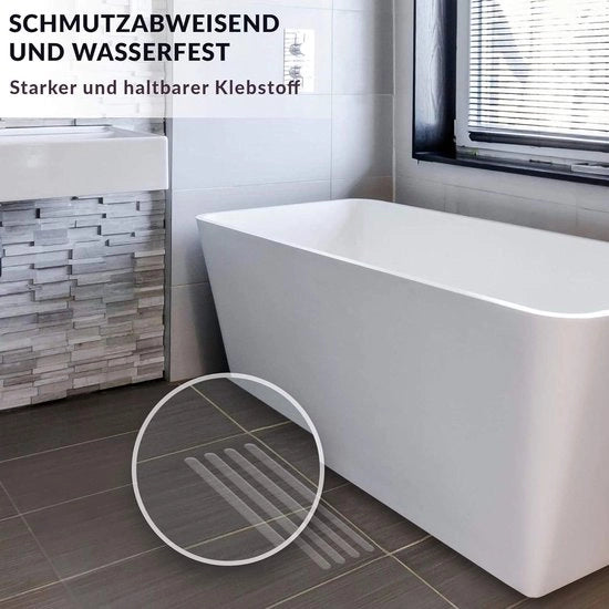Strisce antiscivolo per vasca da bagno e doccia - 100% trasparenti & autoadesivi