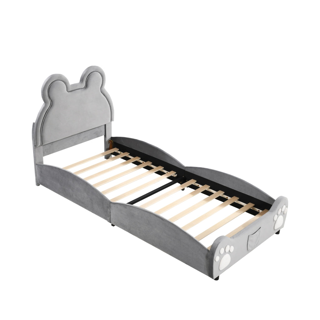 LETTO imbottito a forma di orso 90x200 cm grigio