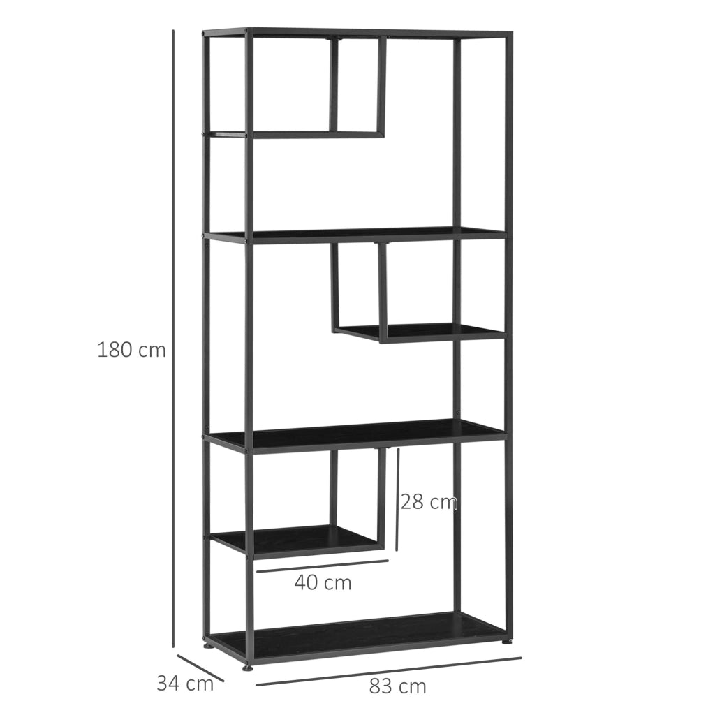 Libreria scaffale 7 livelli in metallo stile industriale ¨C Minimal ¨C 83x34x180 cm nero