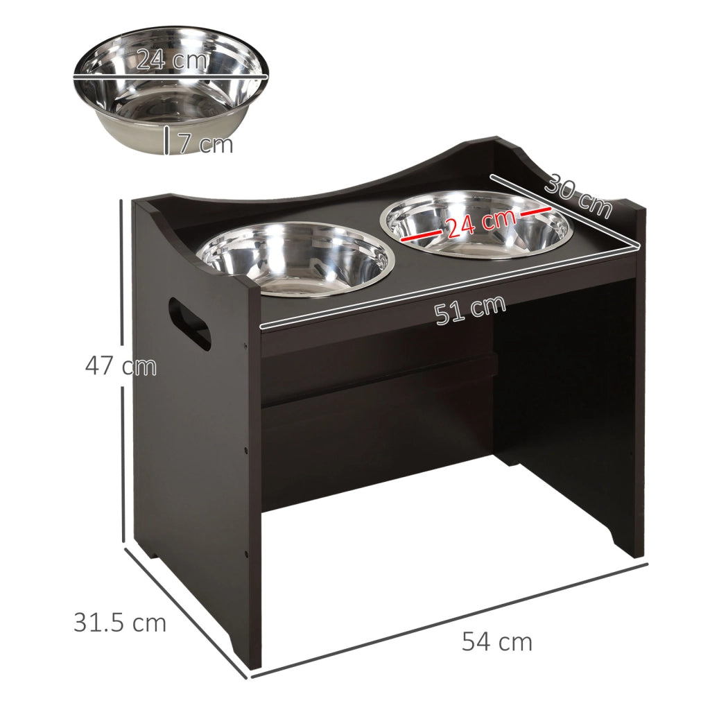 MANGIATOIA regolabile per cani e gatti 54x31,5x47 cm MDF marrone caffè