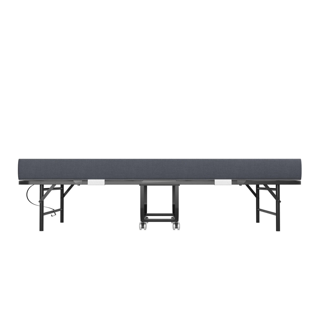 Letto pieghevole con ruote in metallo nero